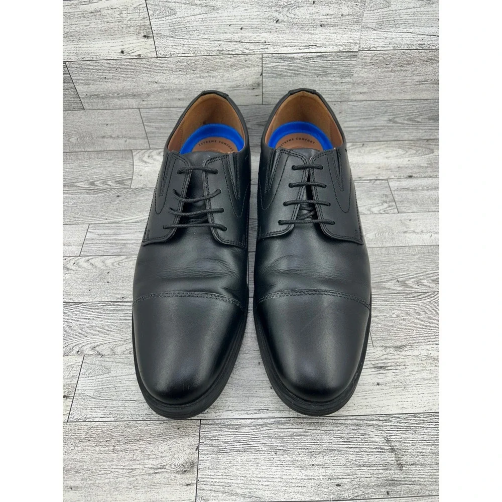 Clarks Mens Black Leather Cap‎ Toe Oxford Dress Shoes Comfort Size 10W